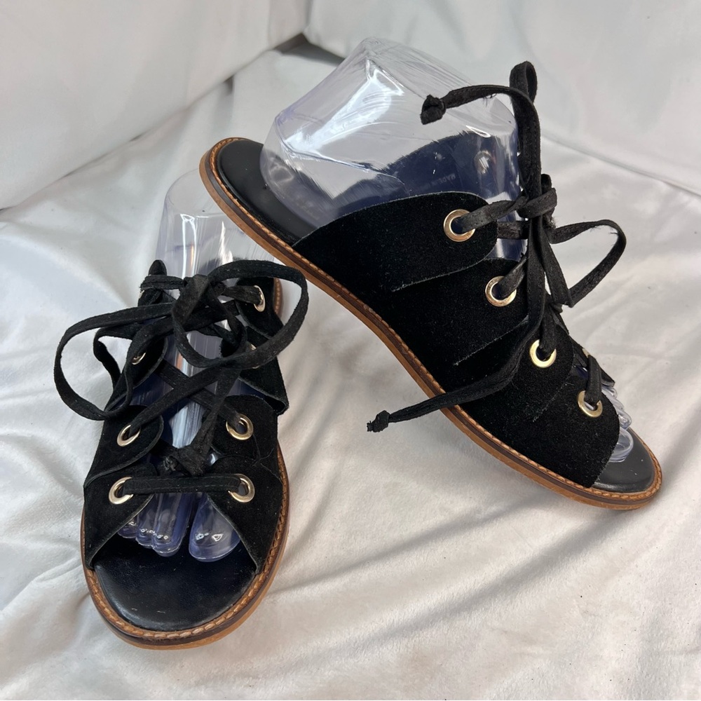 URBAN OUTFITTERS Womens Black Bonnie Suede Laced Rivet Boho Sz EU 39 / US 8.5 - Picture 4 of 9